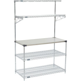 Industrial Microwave Food Prep Station, 48"W x 24"D x 74"H, Chrome
