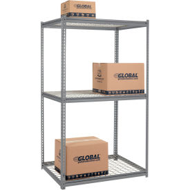 Global Industrial High Cap. Starter Rack 48Wx24Dx84H 3 Levels Wire Deck 1500lb Per Shelf GRY