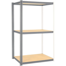 Global Industrial High Cap. Add-On Rack 48Wx48Dx84H 3 Levels Wood Deck 1500 Lb. Per Level GRY