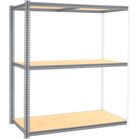 Global Industrial High Cap. Add-On Rack 72Wx24Dx60H 3 Levels Wood Deck 1000 Lb. Per Level GRY