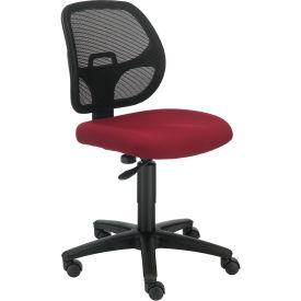 Global Industrial Armless Mesh Back Office Chair, Fabric, Red