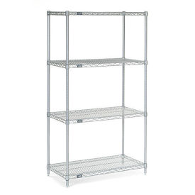 Nexel 4 Tier Chrome Wire Shelving Starter Unit, 36"W x 12"D x 74"H