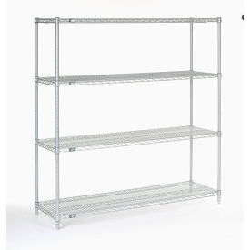 Nexel 4 Tier Chrome Wire Shelving Starter Unit, 48"W x 12"D x 63"H