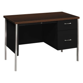 HON Right Pedestal Desk, 45-1/4"W x 24"D, Mocha/Black, 34000 Series