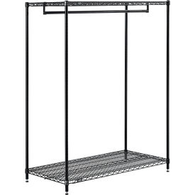 Global Industrial Free Standing Clothes Rack, 2 Shelf, 48"W x 24"D x 63"H, Black