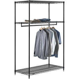 Global Industrial Free Standing Clothes Rack, 3 Shelf, 48"W x 24"D x 74"H, Black