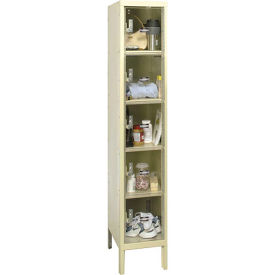 5-Tier 5 Door Clear View Locker, 12"W x 12"D x 12"H, Tan, Unassembled