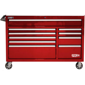 Homak RD04054012 Pro II Series 10 Drawer Red Roller Tool Cabinet, 54-1/2"W X 24-1/2"D X 39"H