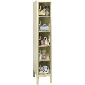 5-Tier 5 Door Clear View Locker, 12"W x 12"D x 12"H, Tan, Assembled