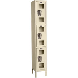 3-Tier 3 Door Clear View Locker, 12"W x 18"D x 24"H, Tan, Assembled