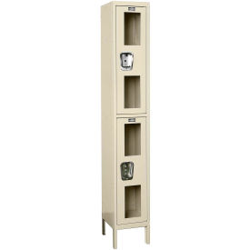 2-Tier 2 Door Clear View Locker, 12"W x 15"D x 36"H, Tan, Assembled