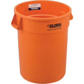 Global Industrial 32 Gallon Plastic Trash Can, Bright Orange, No Lid