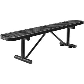 Global Industrial 72" Perforated Metal Outdoor Flat Bench, Black