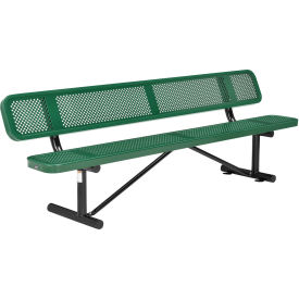 96" Perforated Metal Outdoor Picnic Bench with Backrest, Green