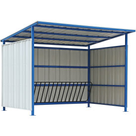 Bike Storage Shelter with Slant Roof, 16 Bike Capacity, 120"L x 95-1/2"W x 90-1/16"H