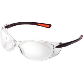 Frameless Safety Glasses, Side Shields, Anti-Fog, Clear Lens, Black Frame