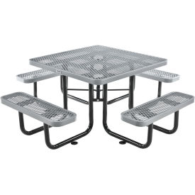 Global Industrial 46" Expanded Metal Square Picnic Table, Gray