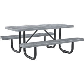 Global Industrial 72" Rectangular Picnic Table, Surface Mount, Gray