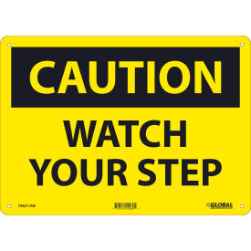 Global Industrial Caution Watch Your Step Sign, 10x14, Aluminum