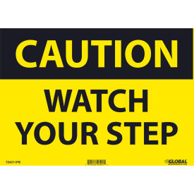 Caution Watch Your Step Sign, 10x14, Pressure Sensitive Vinyl