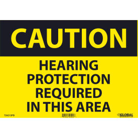 Caution Hearing Protection Required, 10x14, Pressure Sensitive Vinyl