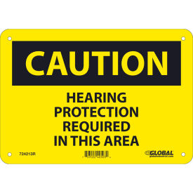 Caution Hearing Protection Required, 7x10, Rigid Plastic