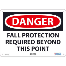 Danger Fall Protection Required Beyond This Point, 10x14, Rigid Plastic