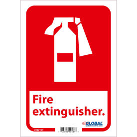 Fire Extinguisher Sign, 10x7, Pressure Sensitive Vinyl