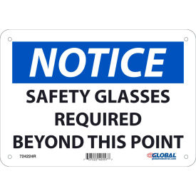 Notice Safety Glasses Required Beyond This Point, 7x10, Rigid Plastic