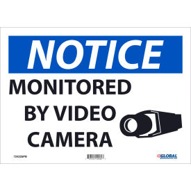 Notice Monitored By Video Camera Sign, 10"X14", Adhesive Backed Vinyl