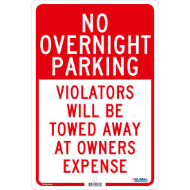 Global Industrial No Overnight Parking Violators Will Be Towed, 18x12, .080 Aluminum