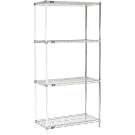 Nexel 5 Tier Chrome Wire Shelving Add-On Unit, 36"W x 24"D x 86"H