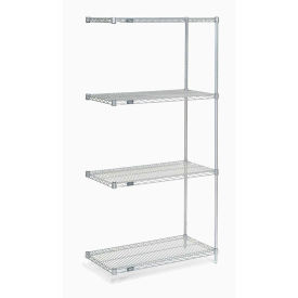 Nexel Poly-Z-Brite® 5 Tier Wire Shelving Add-On Unit, 48"W x 24"D x 74"H