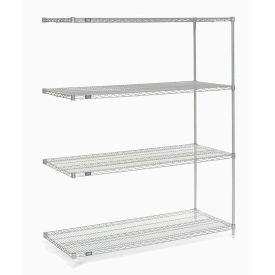 Nexel Poly-Z-Brite® 5 Tier Wire Shelving Add-On Unit, 72"W x 24"D x 74"H