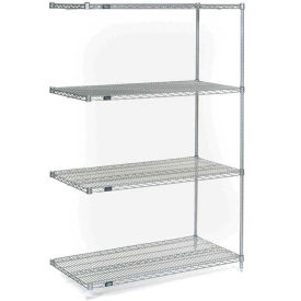 Nexel 5 Tier Chrome Wire Shelving Add-On Unit, 60"W x 24"D x 74"H