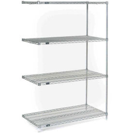 Nexel 5 Tier Chrome Wire Shelving Add-On Unit, 72"W x 21"D x 86"H