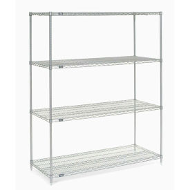 Nexel Poly-Z-Brite® 5 Tier Wire Shelving Starter Unit, 60"W x 24"D x 74"H