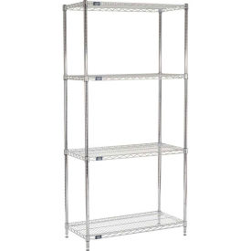 Nexel 5 Tier Chrome Wire Shelving Starter Unit, 42"W x 18"D x 86"H