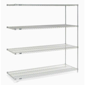 Nexel 5 Tier Stainless Steel Wire Shelving Add-On Unit, 72"W x 18"D x 74"H