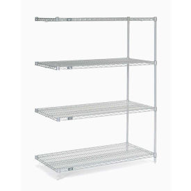 Nexel 5 Tier Stainless Steel Wire Shelving Add-On Unit, 48"W x 24"D x 63"H