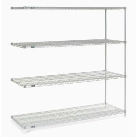 Nexel 5 Tier Stainless Steel Wire Shelving Add-On Unit, 60"W x 18"D x 74"H