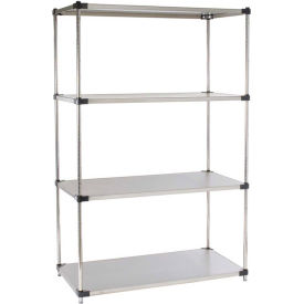 Nexel 5 Tier Solid Stainless Steel Shelving Starter Unit, 48"W x 18"D x 86"H