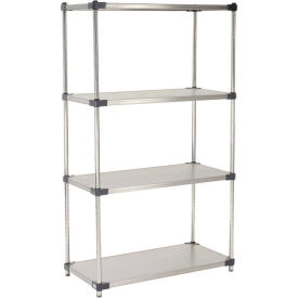 Nexel 5 Tier Solid Stainless Steel Shelving Starter Unit, 36"W x 24"D x 86"H