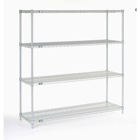 Nexel 5 Tier Silver Epoxy Wire Shelving Starter Unit, 54"W x 18"D x 86"H