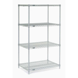 Nexel 5 Tier Silver Epoxy Wire Shelving Starter Unit, 42"W x 24"D x 63"H