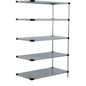 Nexel 5 Tier Solid Galvanized Steel Shelving Add-On Unit, 48"W x 18"D x 74"H