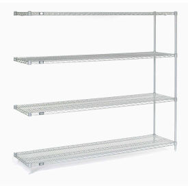Nexel 5 Tier Silver Epoxy Wire Shelving Add-On Unit, 60"W x 24"D x 74"H