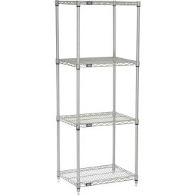 Nexel 5 Tier Silver Epoxy Wire Shelving Starter Unit, 24"W x 18"D x 63"H