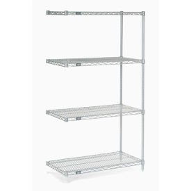 Nexel 5 Tier Silver Epoxy Wire Shelving Add-On Unit, 42"W x 24"D x 63"H