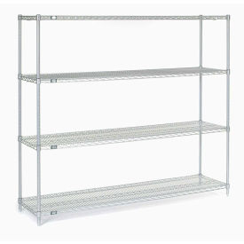 Nexel 5 Tier Silver Epoxy Wire Shelving Starter Unit, 60"W x 18"D x 74"H